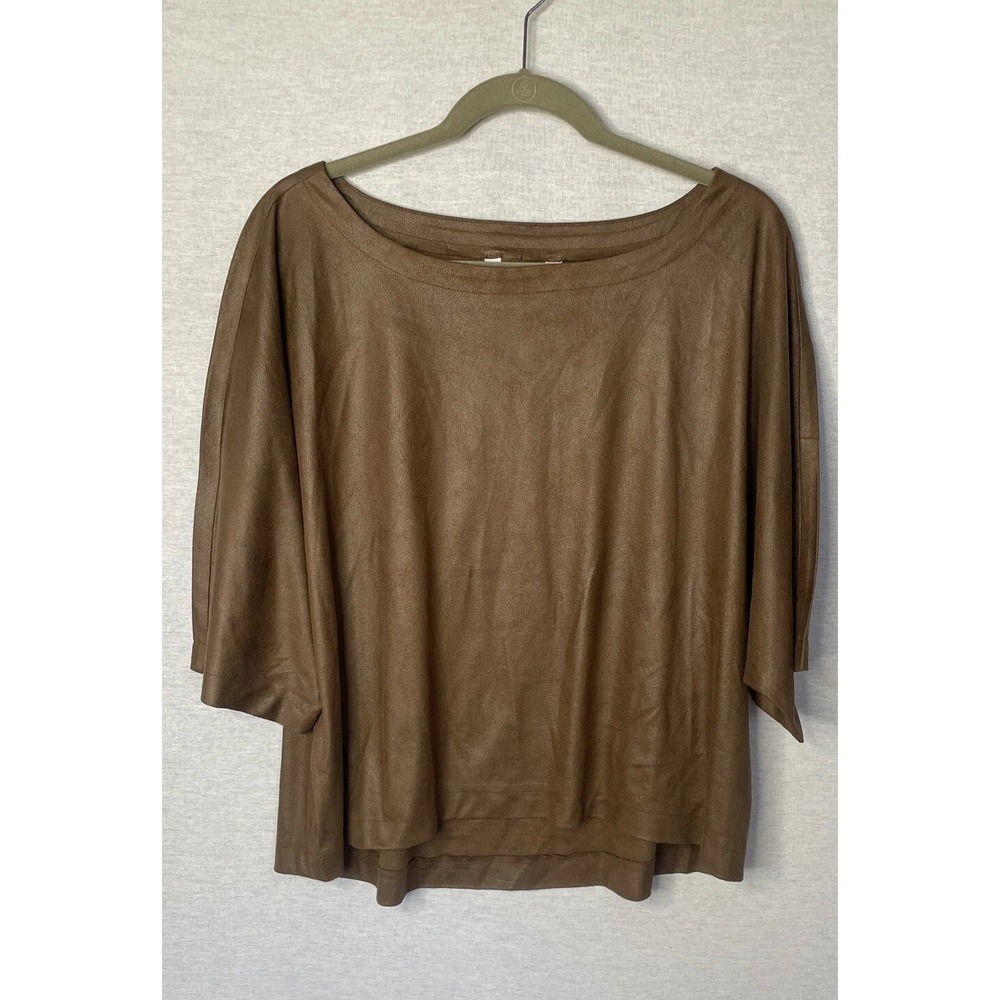 BB Dakota Faux Suede Top Womens Large Brown Dolman Sleeve Minimalist Layering